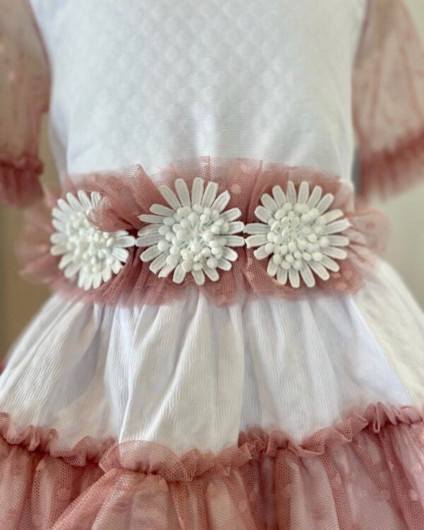 CONJUNTO FALDA TUL FLOR ROSA/BLANCO - Imagen 3