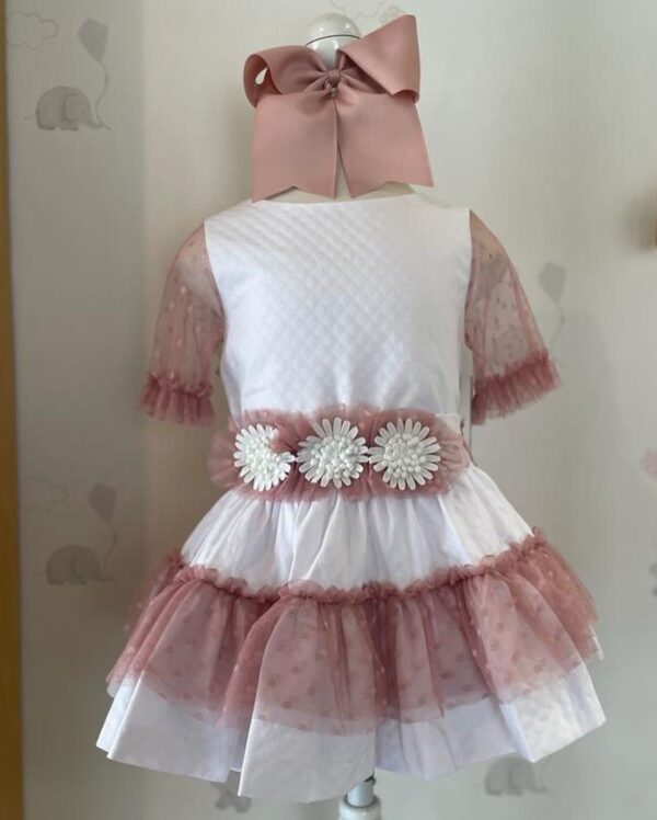 CONJUNTO FALDA TUL FLOR ROSA/BLANCO - Imagen 2