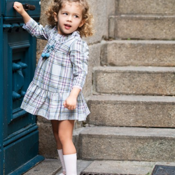 VESTIDO GRIS MOÑO POMPOM - Imagen 4