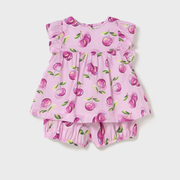 CONJUNTO PANTALÓN BOMBACHO Y BLUSÓN FRUTAS BEBÉ