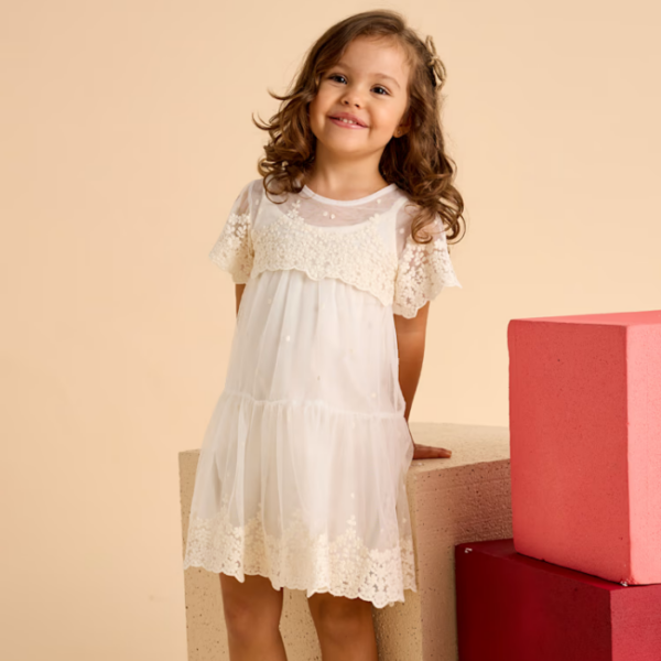 VESTIDO TUL BORDADO NIÑA - Imagen 3