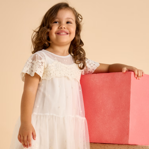 VESTIDO TUL BORDADO NIÑA - Imagen 4