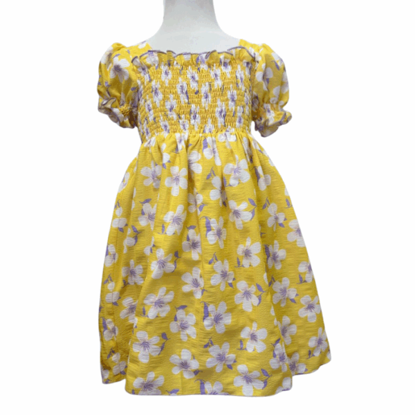 VESTIDO AMARILLO FLORES MARGARITAS PLIZADO