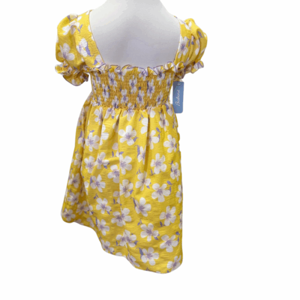 VESTIDO AMARILLO FLORES MARGARITAS PLIZADO - Imagen 2