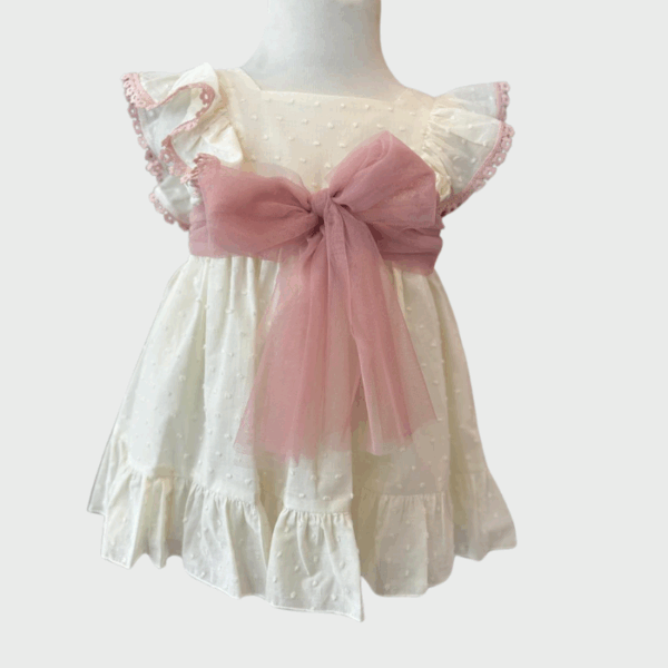 VESTIDO CEREMONIA TULL ROSA PALO