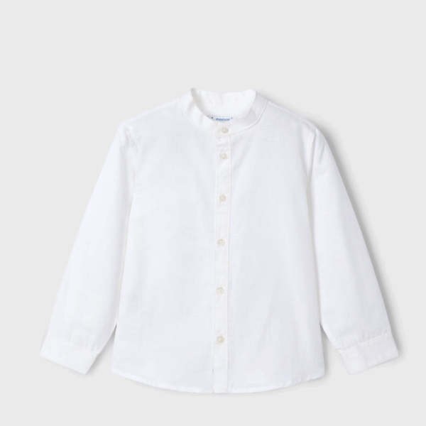 CAMISA MANGA LARGA CUELLO MAO CON LINO NIÑO - Imagen 3
