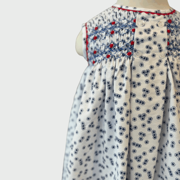 VESTIDO ESTAMPADO MARINO ROJO NIÑA - Imagen 2