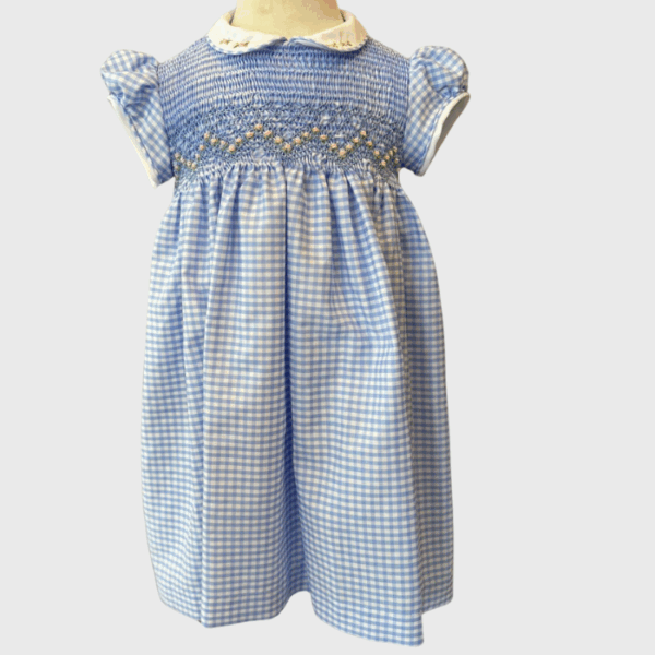 VESTIDO MANGA AZUL CUADROS NIÑA