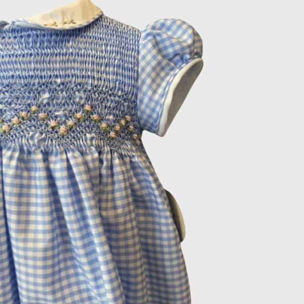 VESTIDO MANGA AZUL CUADROS NIÑA - Imagen 2