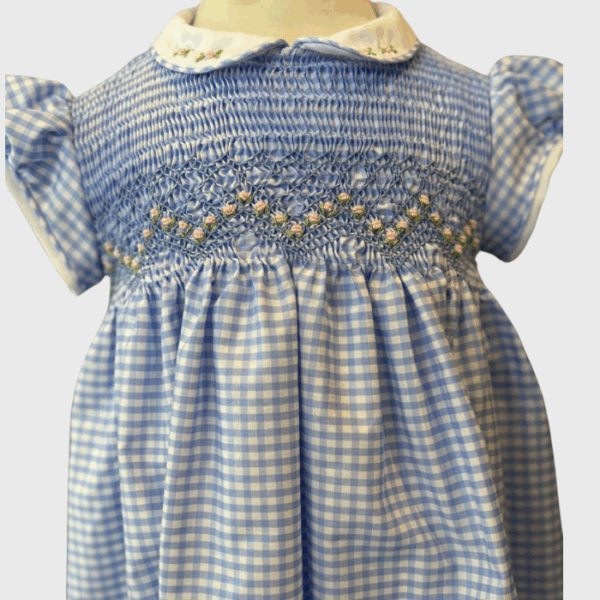 VESTIDO MANGA AZUL CUADROS NIÑA - Imagen 3
