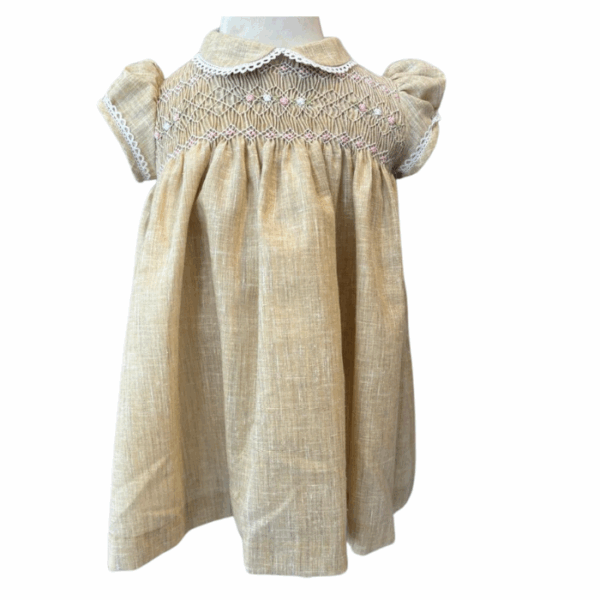 VESTIDO MANGA CAMEL BORDADO