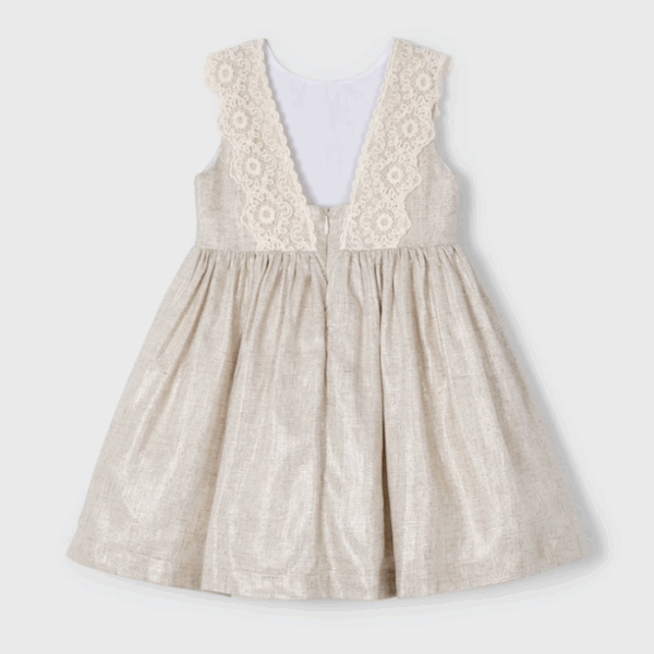 VESTIDO DETALLE BORDADO CON LINO NIÑA - Imagen 2