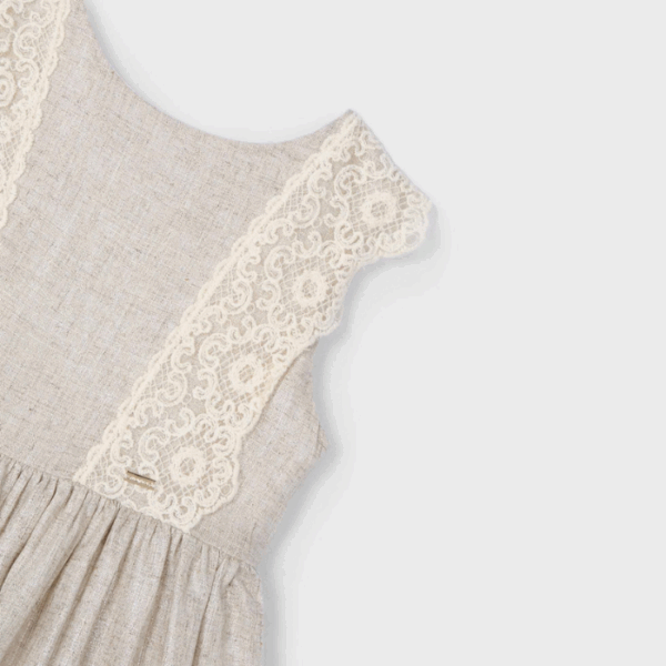 VESTIDO DETALLE BORDADO CON LINO NIÑA - Imagen 3